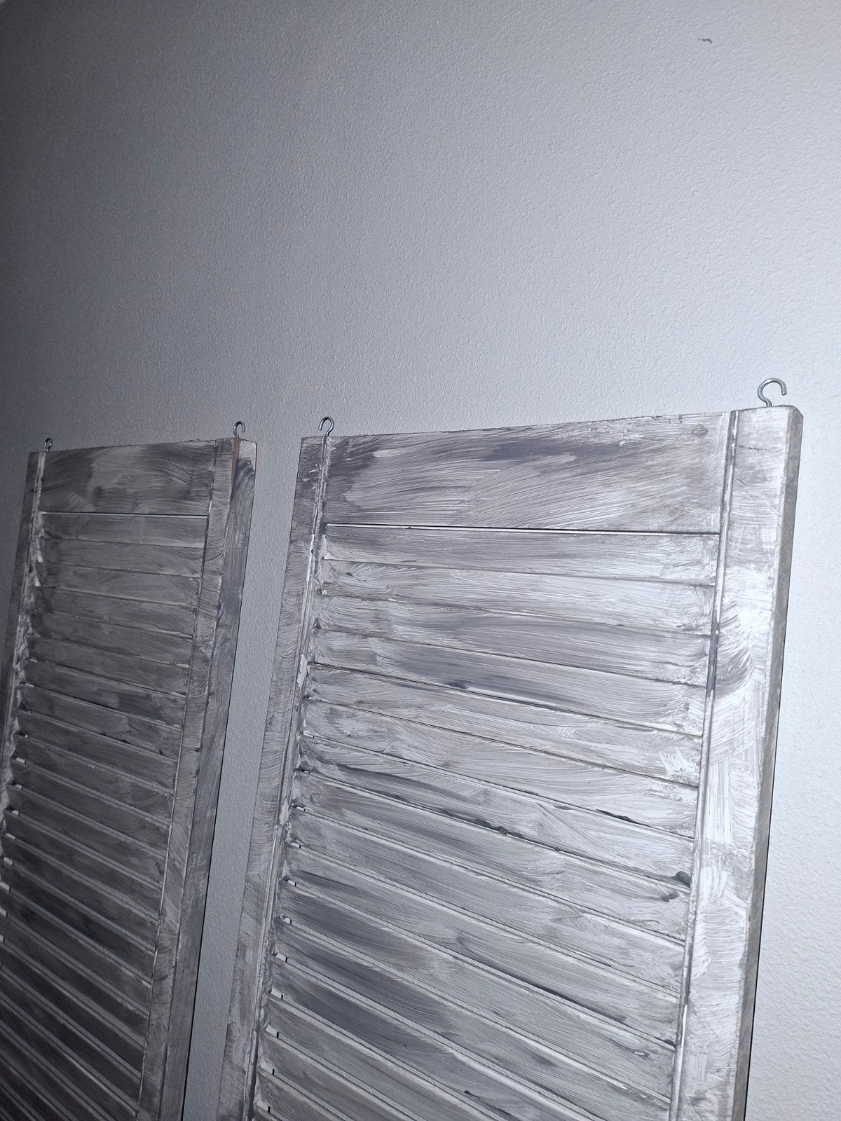 Set van 2 houten louvre deuren - grijs geverfd, Ophalen, Gebruikt, Minder dan 80 cm, Overige typen