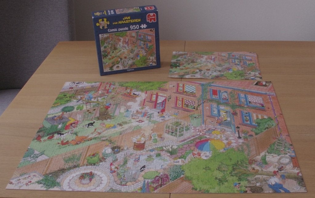 Puzzel 950 stukjes Jan van Haasteren Neighbours incl poster, Ophalen of Verzenden, 500 t/m 1500 stukjes, Zo goed als nieuw