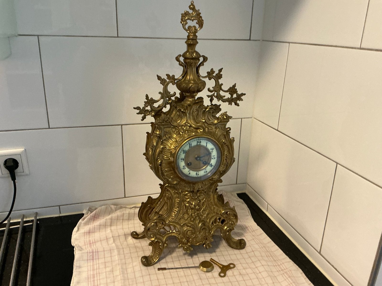Antieke Bronzen Barok Schouwklok - Prachtig Gedetailleerd, Antiek en Kunst, Ophalen of Verzenden