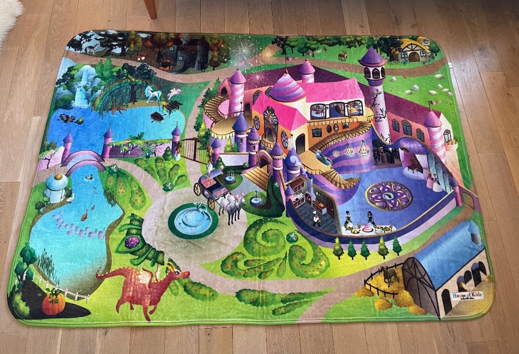 House of kids - Speelkleed 130x190cm kasteel voor Prinsessen, Ophalen, Overige merken, Kleed of Kussen, Zo goed als nieuw