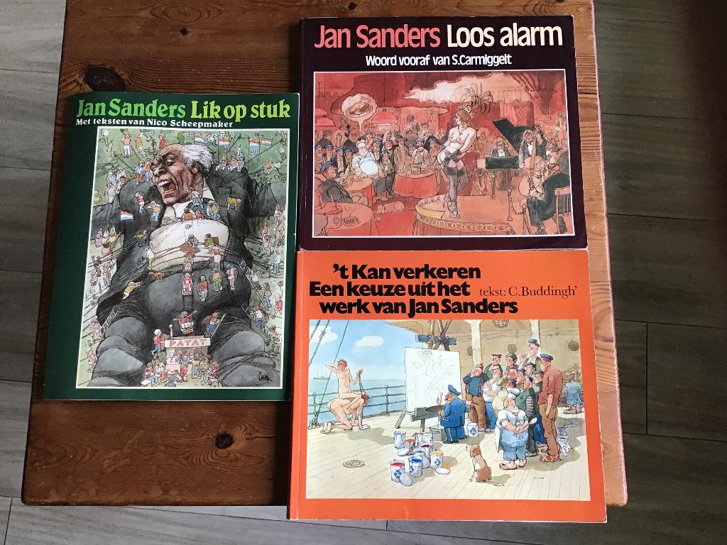 3 uitgaves van Jan Sanders, Boeken, Humor, Ophalen of Verzenden, Gelezen, Cartoons