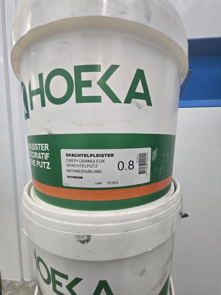 5x HOEKA Spachtelputz 15 KG, Korrelgrootte 0,8 MM kleur wit, Doe-het-zelf en Verbouw, Ophalen of Verzenden