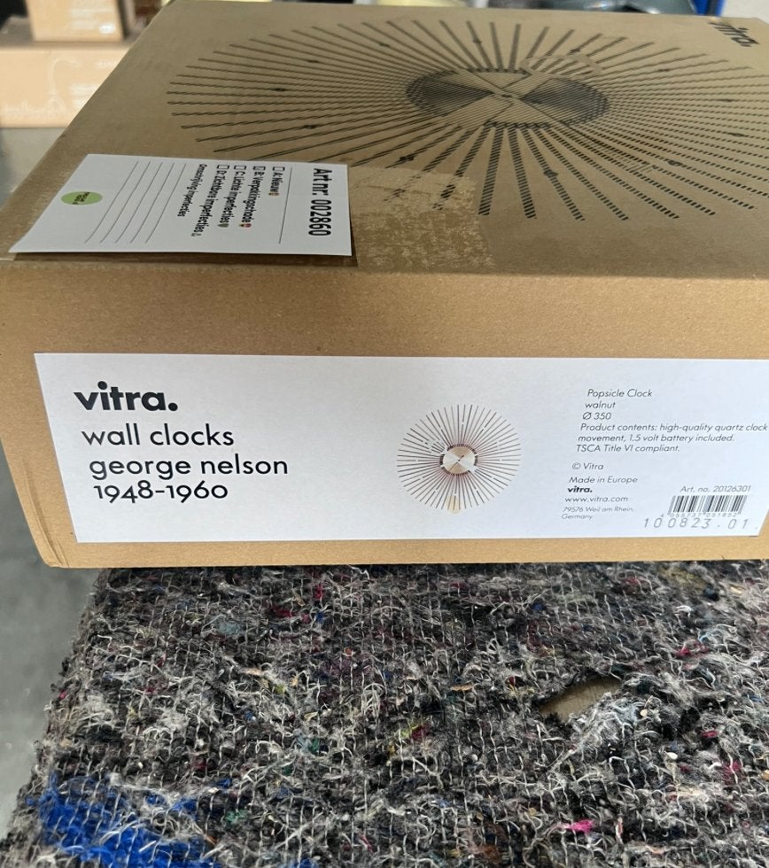 Vitra Popsicle klok Ø35 Walnoot | Nieuw | Van €829, nu, Vitra, Wandklok, Nieuw, Ophalen of Verzenden
