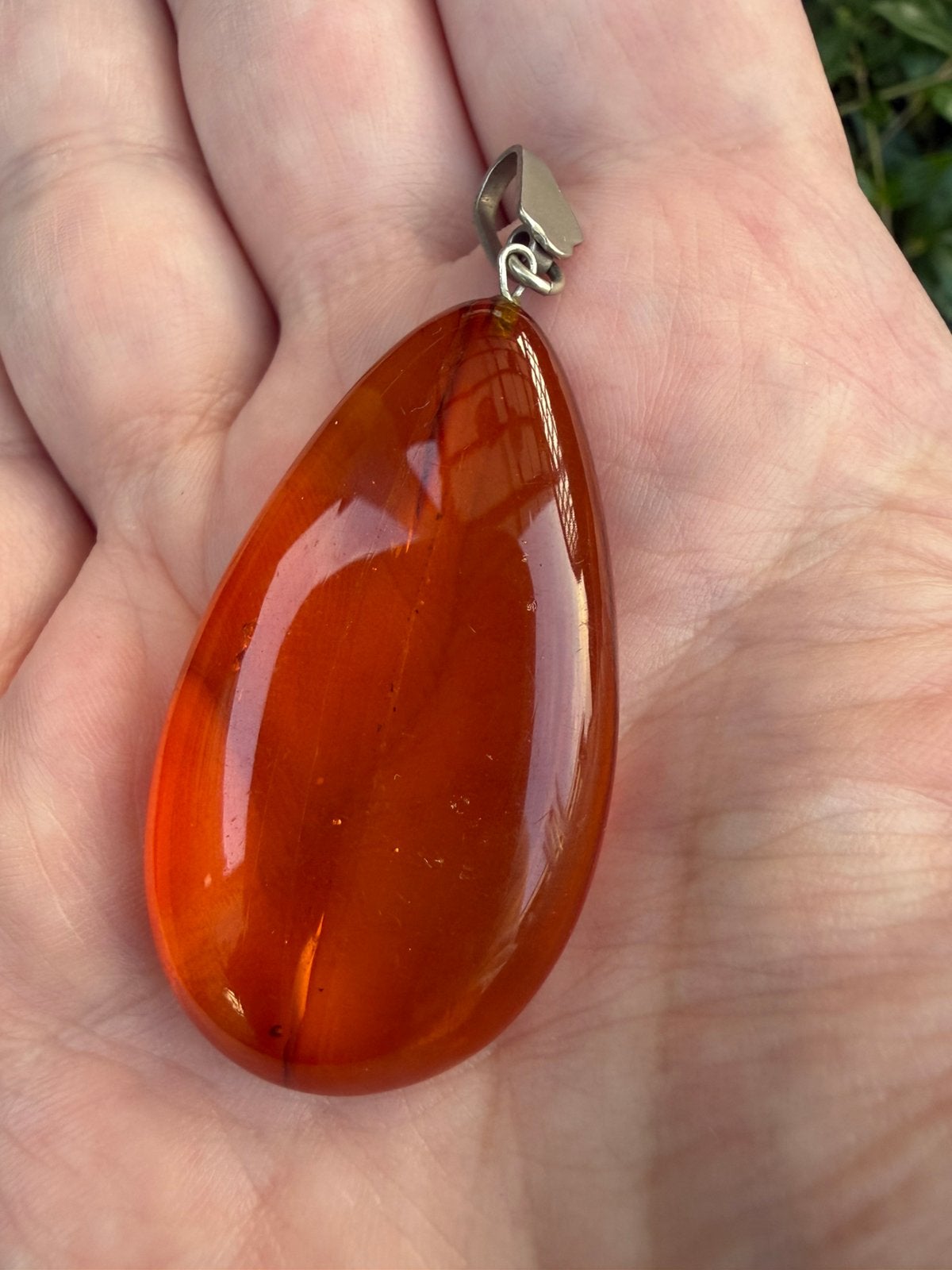 R221/Vintage Grote AMBER druppel Hanger, Gebruikt, Overige kleuren, Verzenden, X