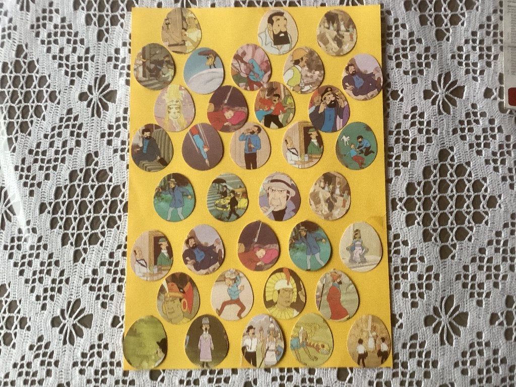 35 stickers Kuifje van MONTY CHEWING GUM, Ophalen of Verzenden, Nieuw, Meerdere stickers