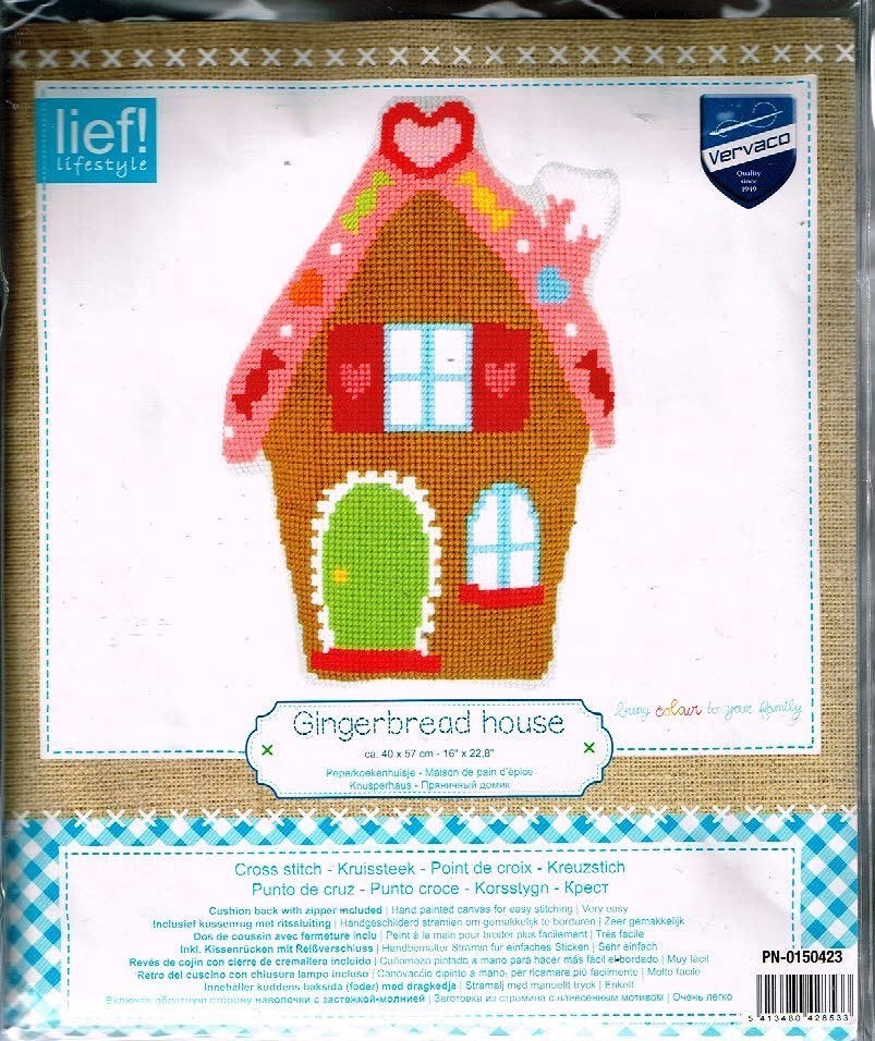 Cado OPRUIMING LIEF borduurpakket kussen PEPERKOEKENHUISJE, Ophalen of Verzenden, Nieuw, Handborduren, Borduurpakket