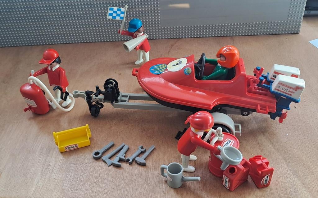 Playmobil 3538 Raceboot met trailer en figuren, Ophalen of Verzenden, Gebruikt, Complete set