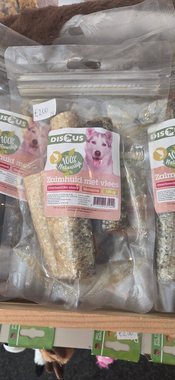 Discus Zalmhuid met Vlees – 100% Natuurlijke Hondensnack 100, Ophalen of Verzenden
