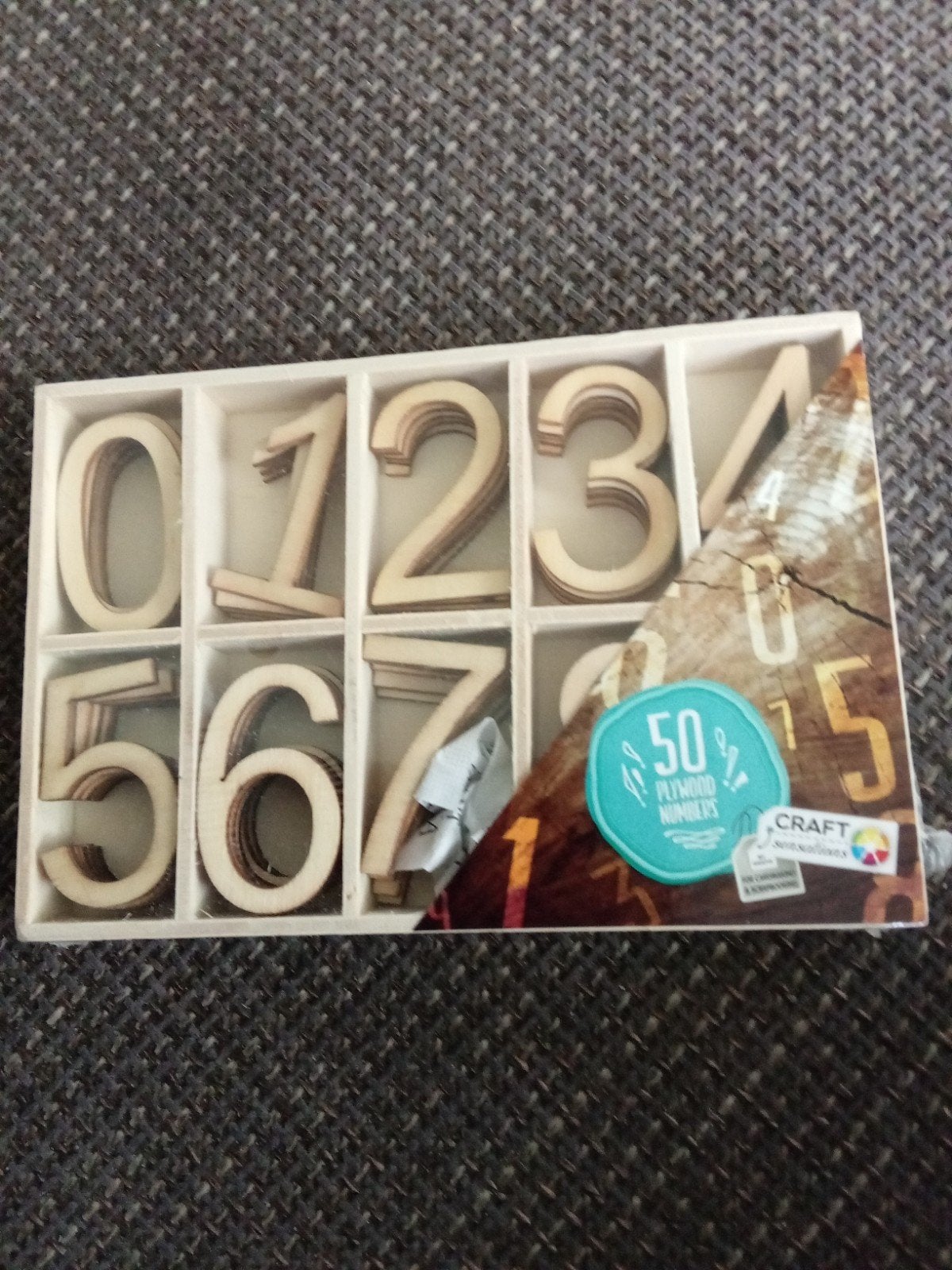 Houten cijfers 0-9, 50 stuks, voor knutselprojecten, Overige thema's, Overige merken, Beige, Nieuw