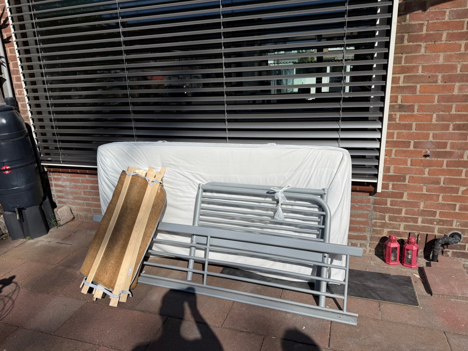 Bed + matras, Ophalen, Gebruikt, Eenpersoons, Hout