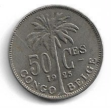 Belgisch Congo 50 cent 1925, Postzegels en Munten, Ophalen of Verzenden, Overige landen