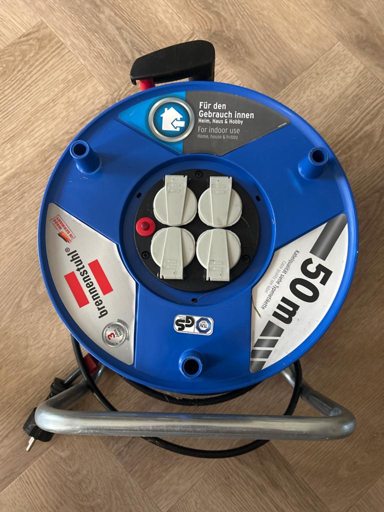 Brennenstuhl kabelhaspel 50m - voor binnen, Ophalen, Gebruikt, Kabel of Snoer