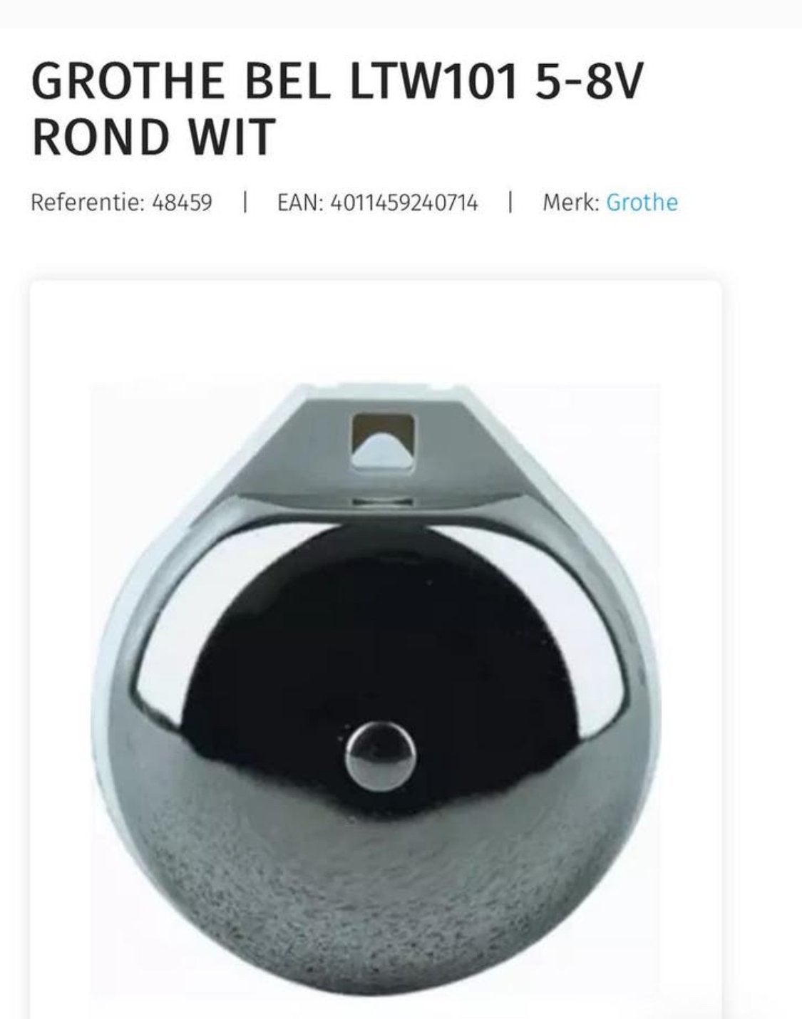 GROTHE BEL LTW101 5-8V ROND WIT - Bedrade Deurbel, Ophalen of Verzenden, Nieuw, Bedraad