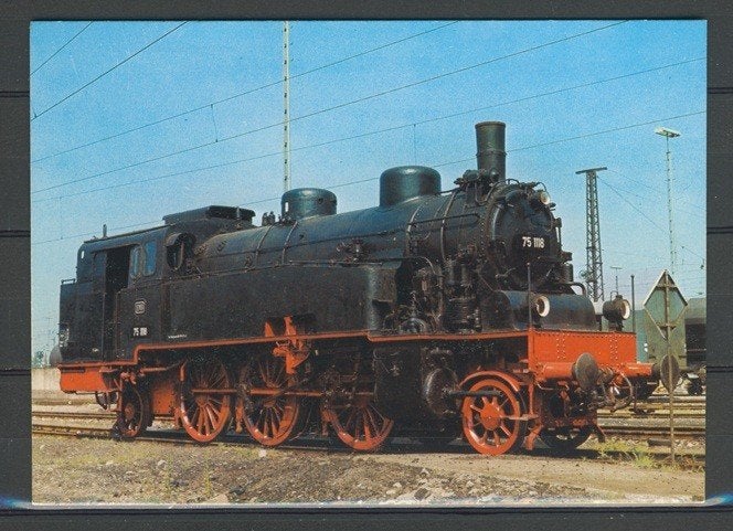 Locomotief Lok No.75 1118 Foto-Ansichtkaart Trein t-114 jdu, Ophalen of Verzenden, Zo goed als nieuw, Trein, Kaart of Prent