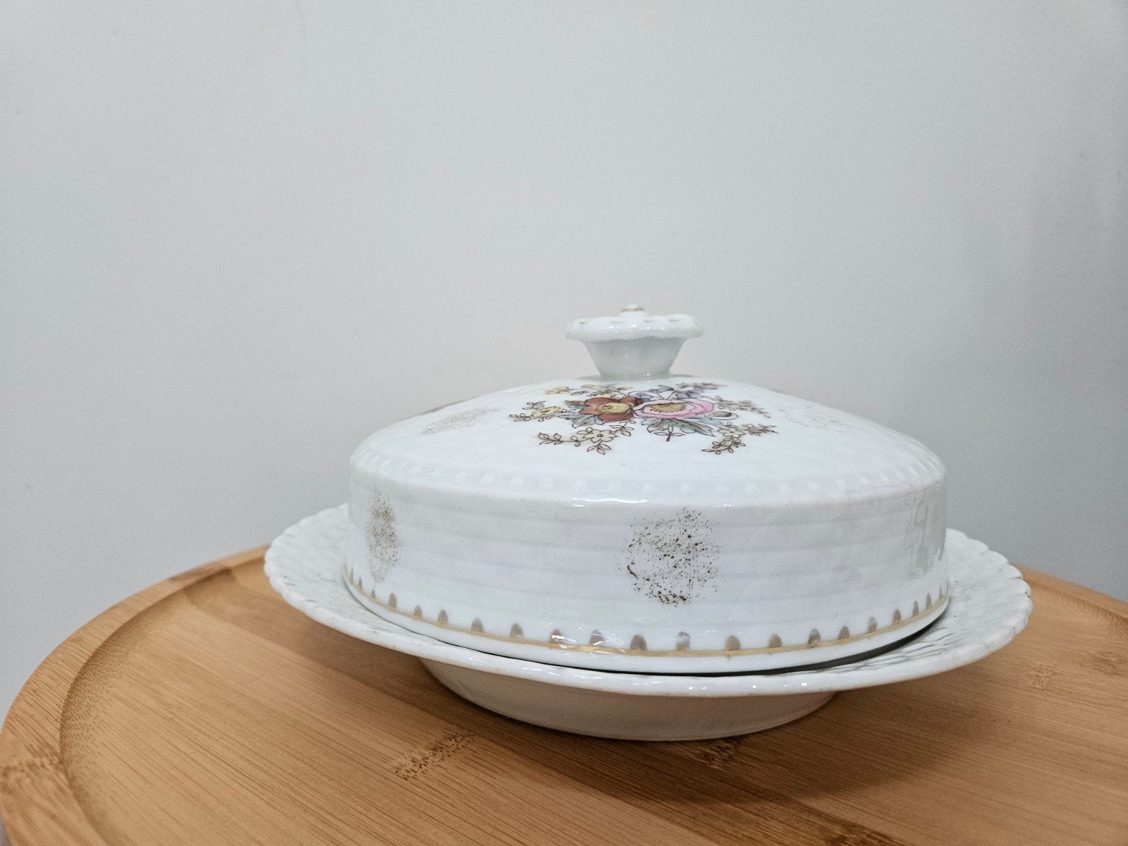 Opdienschaal / botervloot met bloemmotief - Made in Germany, Ophalen