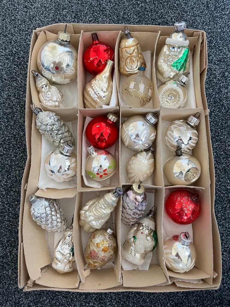 Oude antieke kerstballen, gekleurd, Diversen, Ophalen of Verzenden, Nieuw