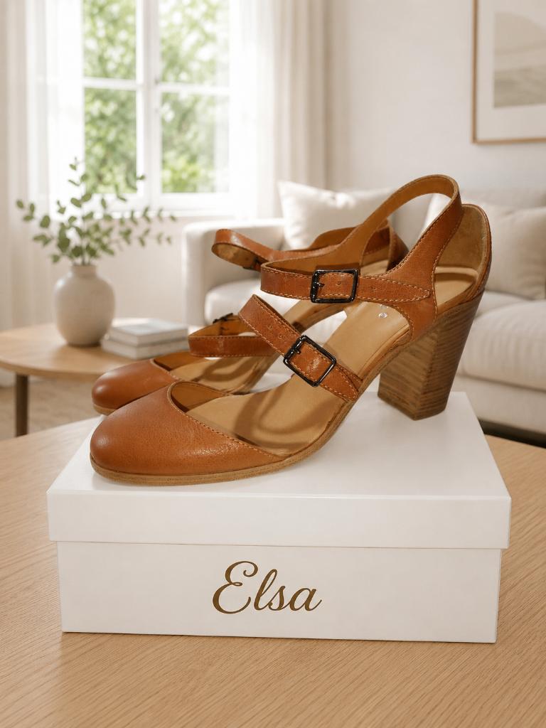 Bruine leren sandalen – Elsa – Made in Italy – Maat 37,5, Bruin, Elsa, Nieuw, Sandalen of Muiltjes