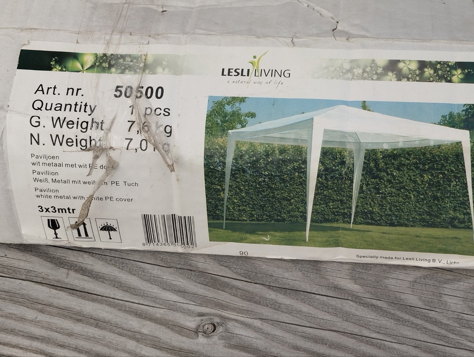 Partytent 3x3m van Lesli Living, Ophalen, Gebruikt, Opvouwbaar, Partytent