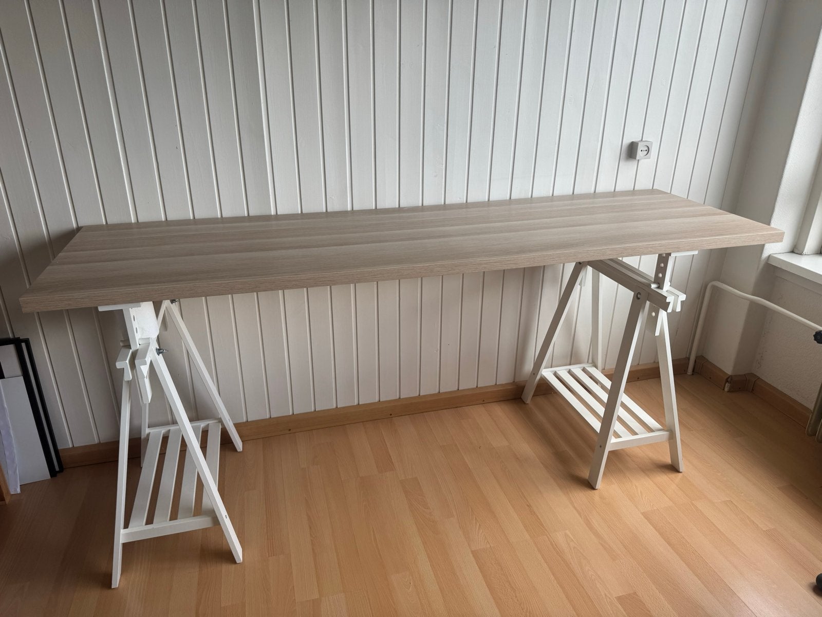 Ikea Mittback schragen wit en Lagkapten tafelblad, Ophalen, Demontabel, Gebruikt, Hout