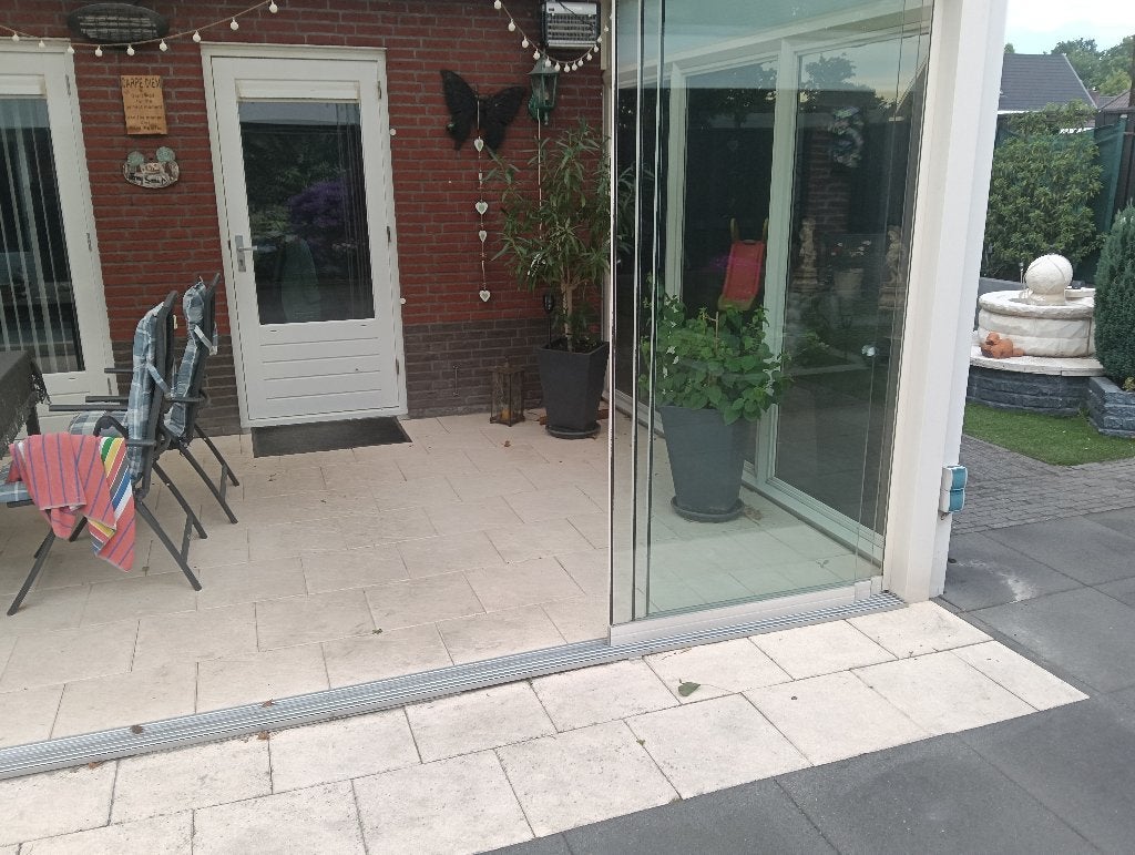 126 zandkleurige(beige)  tegels van 40x40 cm, Ophalen, Gebruikt, 10 m² of meer, Beton