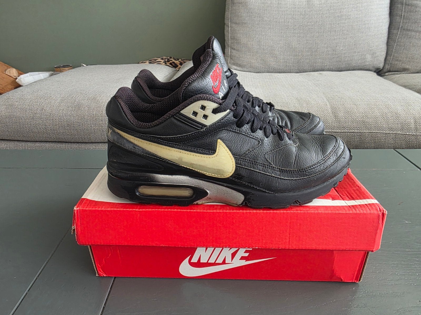 Nike air max classic bw zwart grijs vol leder, Ophalen of Verzenden, Zo goed als nieuw, Zwart