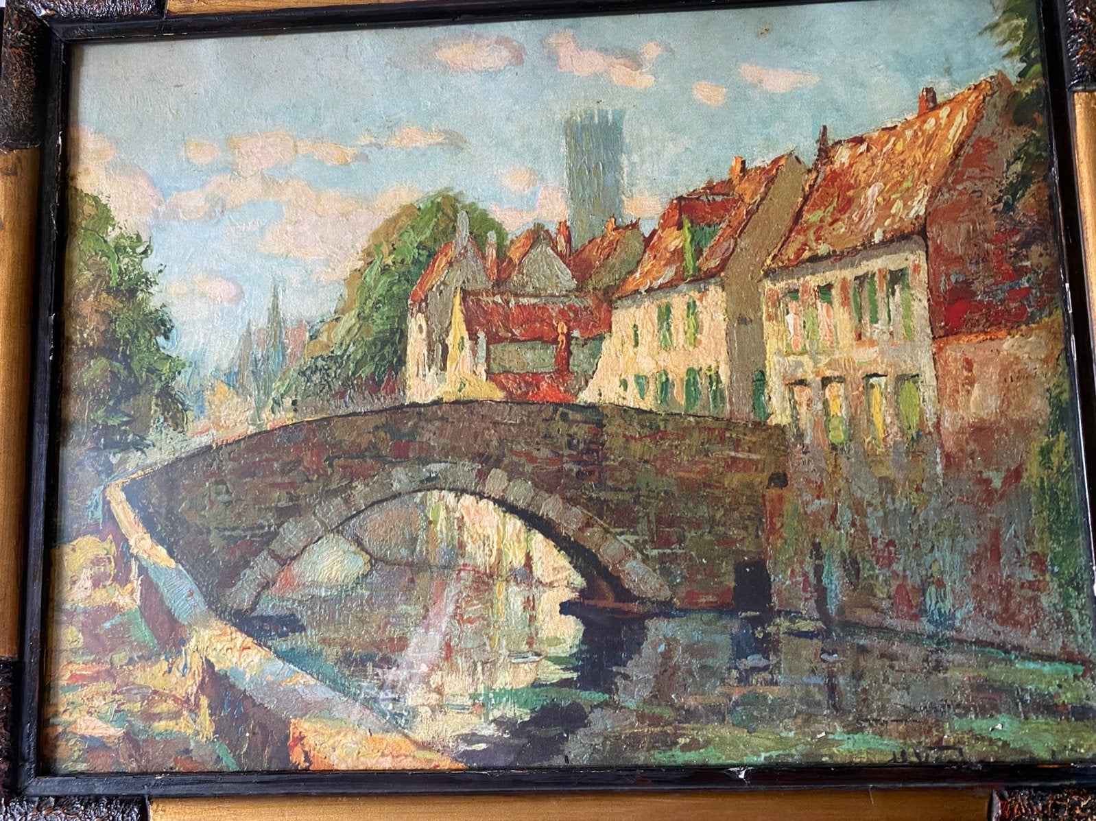 2 gesigneerde, olieverf stadsgezichten van Charles Verbrugge, Antiek en Kunst, Kunst | Schilderijen | Klassiek, Paneel, Verzenden