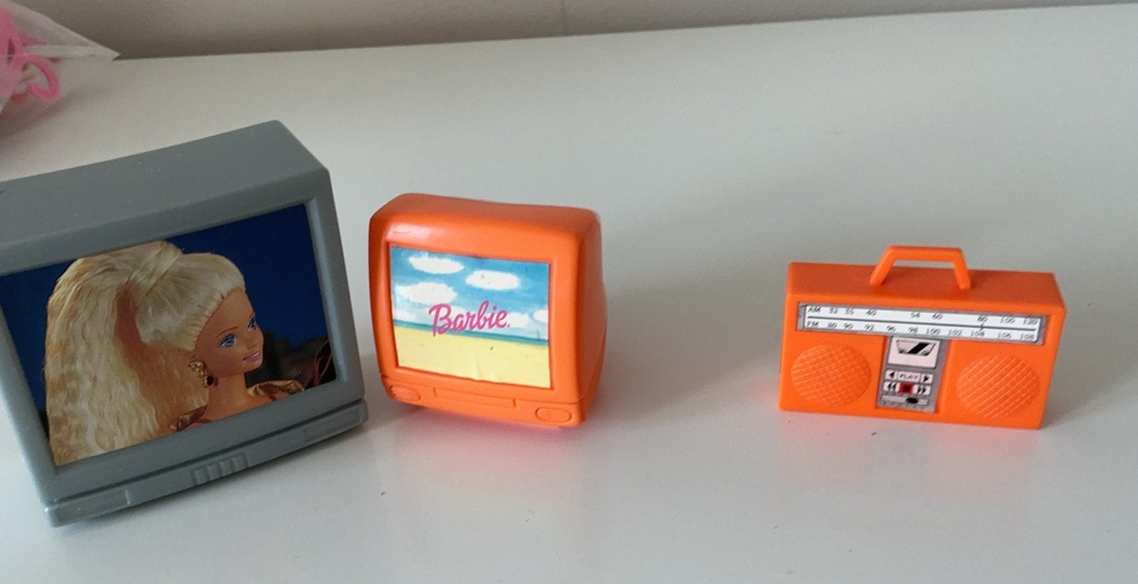 Vintage Barbie TV en radio set - Oranje, Ophalen of Verzenden, Gebruikt
