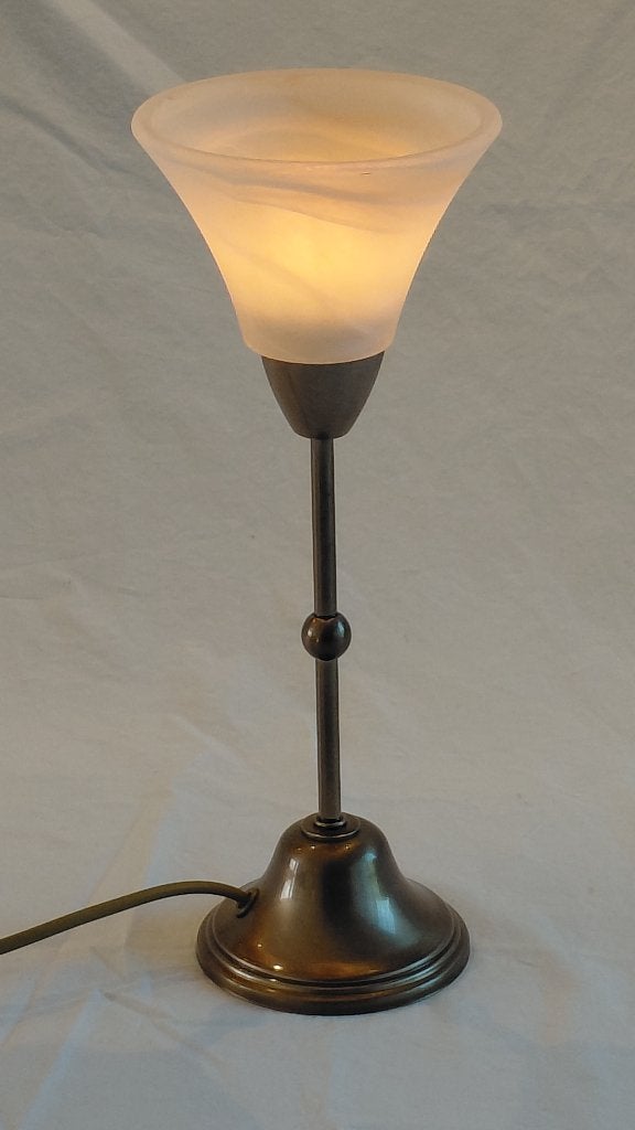 Kleine staande tafellamp, Met schakelaar, E14 (klein), Ophalen of Verzenden, Glas
