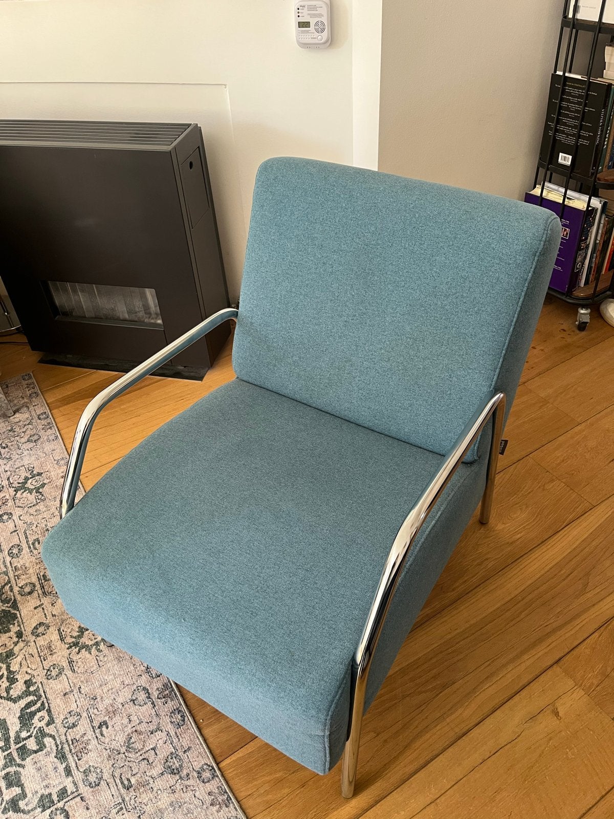 Woood fauteuil Cato (petrol), Ophalen, Gebruikt, 75 tot 100 cm, Stof
