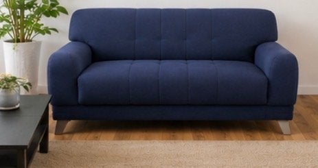 Donkerblauw 2- en 3-zits bankstel, Ophalen, Gebruikt, 75 tot 100 cm, Rechte bank