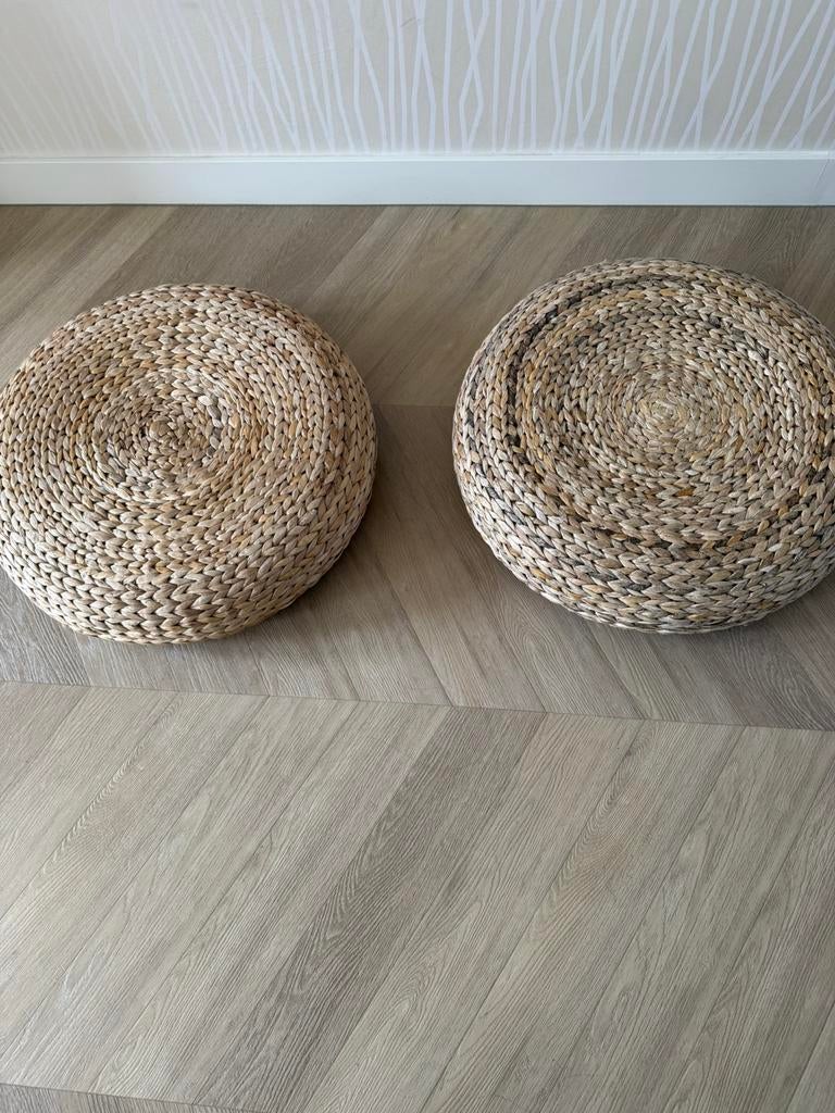 Voetenbank tafel poef hocker riet IKEA, Ophalen, Zo goed als nieuw, 50 tot 75 cm