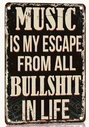 Nieuw! Wandbordje "Music is my escape" – 15 x 20 cm, Tekstbord, Nieuw, 15 cm, Ophalen of Verzenden