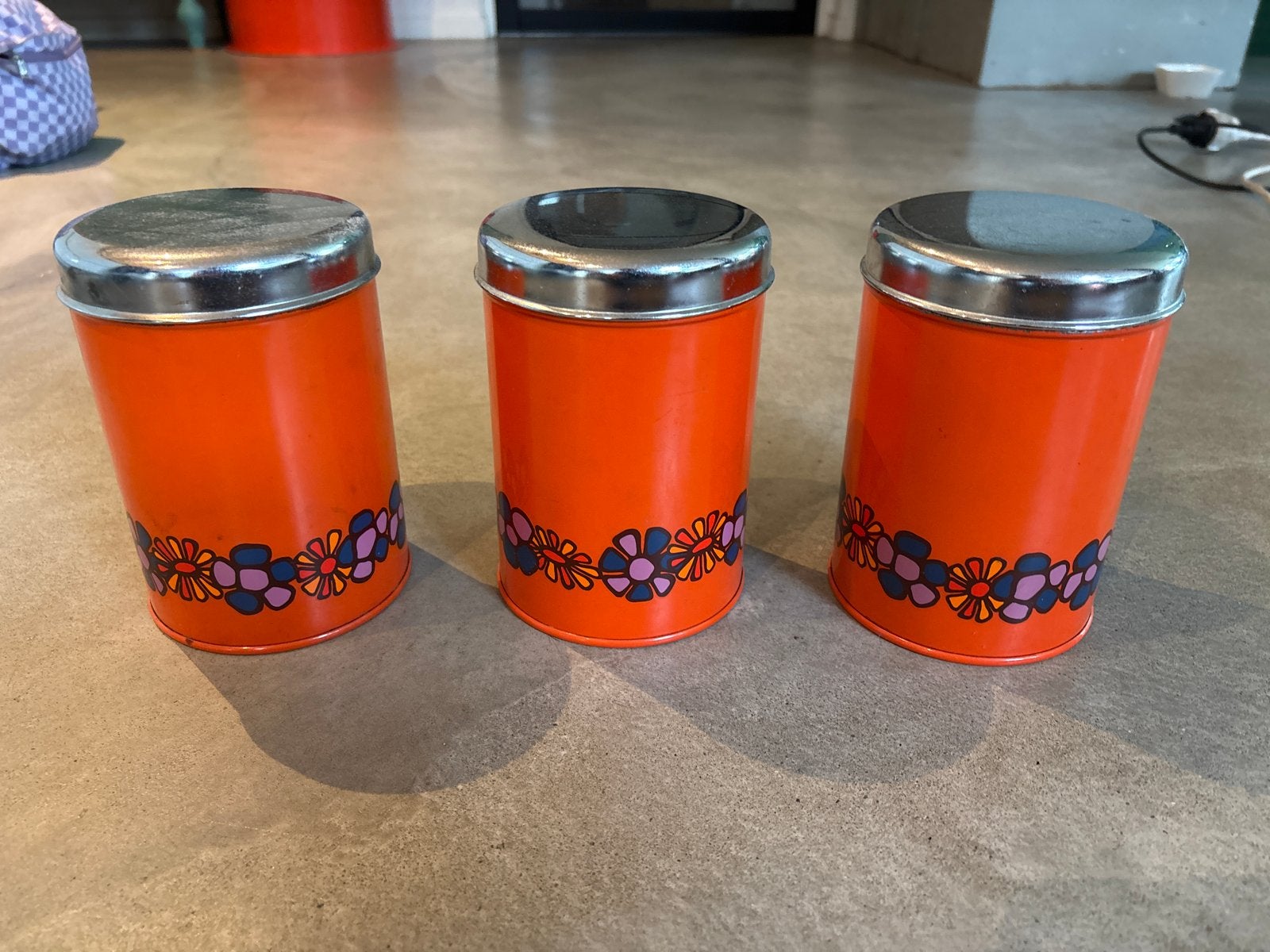 Set van 3 vintage Brabantia voorraadblikken - Jaren '70 Flow, Ophalen of Verzenden