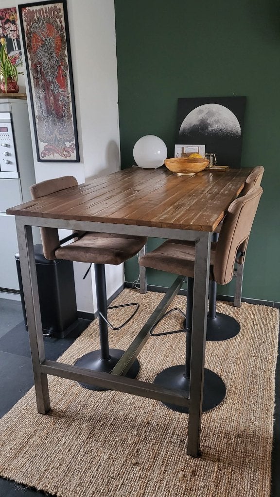 Bartafel met 3 barkrukken, Huis en Inrichting, Gebruikt, 50 tot 100 cm, Vier personen, Rechthoekig