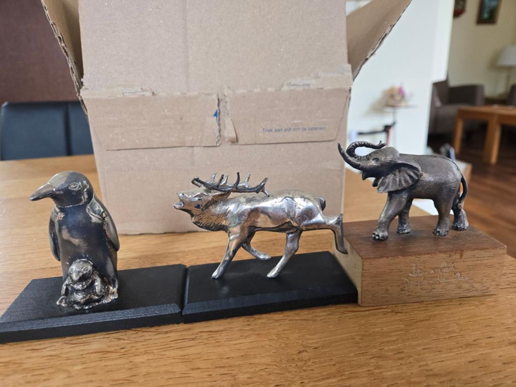 3 Verzilverde tinnen dieren WNF Album1, Verzamelen, Ophalen of Verzenden, Dier