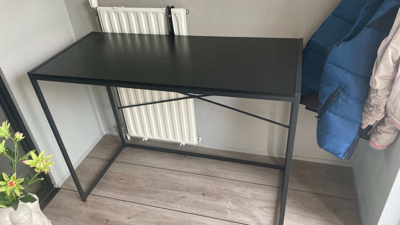 Dressoir Tafel Zwart Hout & Staal 100x75cm, Ophalen, Zo goed als nieuw, Overige houtsoorten, 100 tot 150 cm