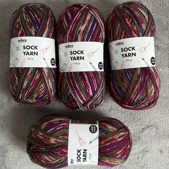 Wibra sokkenwol - 4 bollen, Hobby en Vrije tijd, Ophalen of Verzenden, Nieuw, Breien of Haken, Wol of Garen