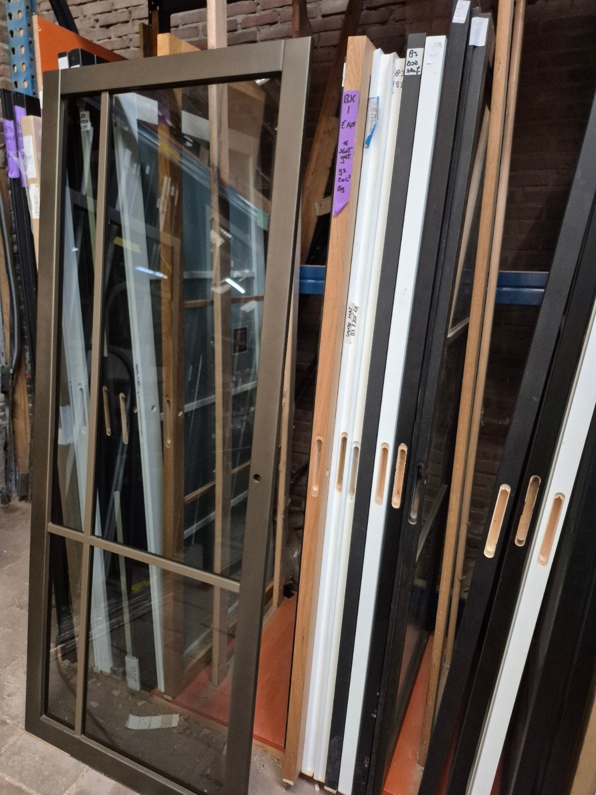 83x211,5cm binnendeur brons opdek links rookglas SL11, Ophalen, 80 tot 100 cm, ., Binnendeur