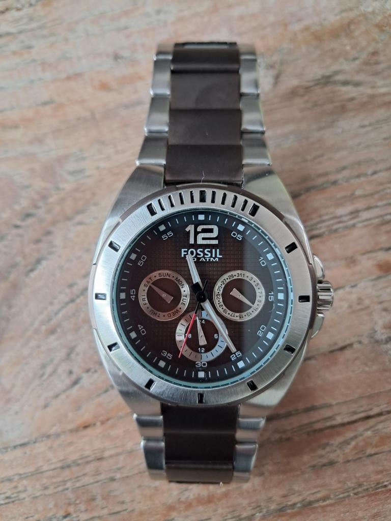 Fossil Herenhorloge - BQ9285, Ophalen of Verzenden, Zo goed als nieuw, Staal, Overige merken