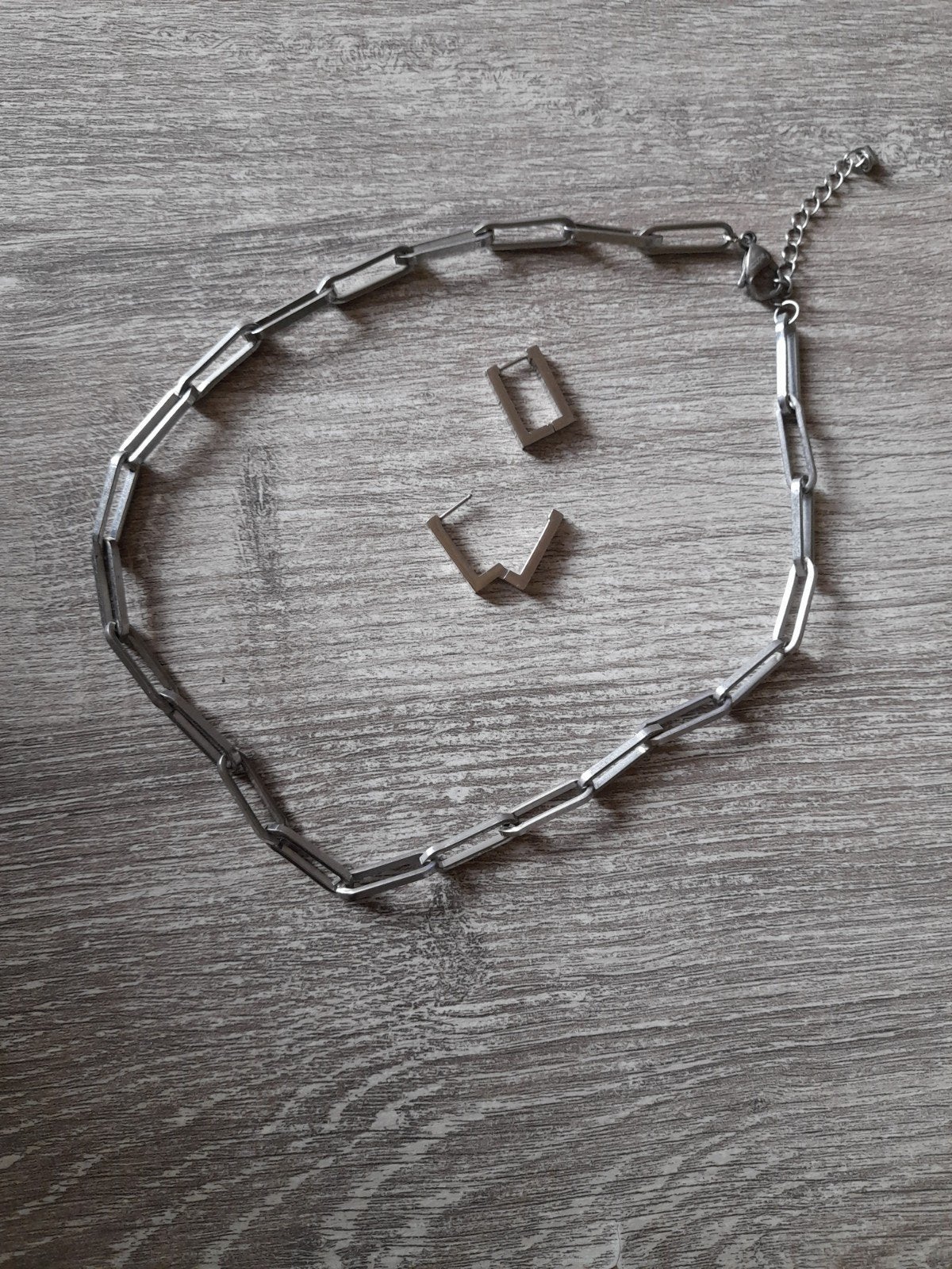 Nieuw roestvrij stalen collier, Sieraden, Tassen en Uiterlijk, Ophalen of Verzenden, Nieuw, Zilver, Overige materialen