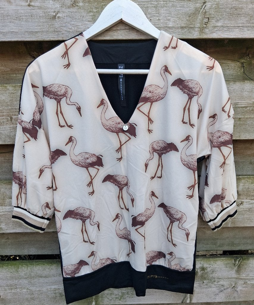 ZIP73 Tuniek Travelstof Flamingo Nieuw Maat S, ZIP73, Beige, Nieuw, Ophalen of Verzenden