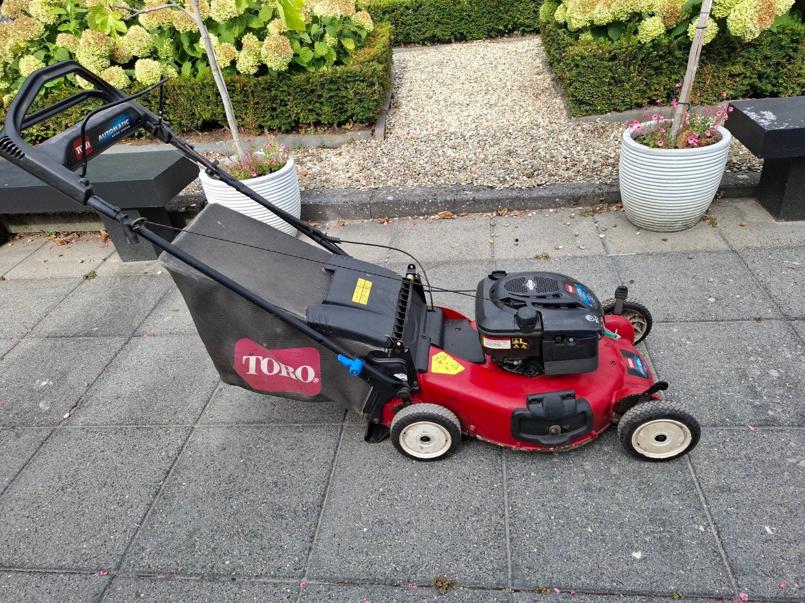 Toro benzine grasmaaier zelfrijdend, autom. snelheid, Ophalen, Cirkelmaaier, Gebruikt, Toro