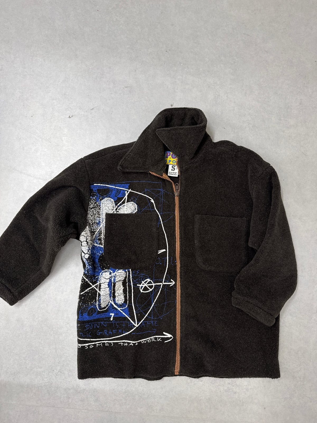 People of the Labyrinths fleece herenvest maat S donkerbruin, Ophalen of Verzenden, Zo goed als nieuw, Maat 46 (S) of kleiner