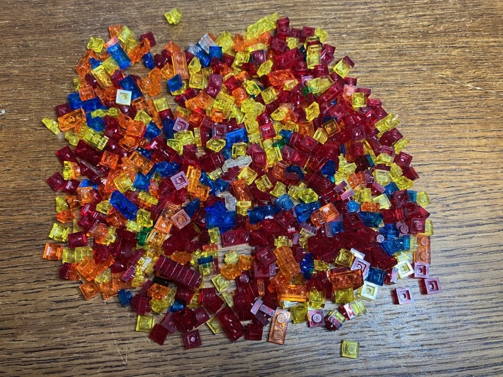 Lot LEGO 300 tranparante plates van 1x1 en 1x2, Ophalen of Verzenden, Gebruikt, Losse stenen, Lego