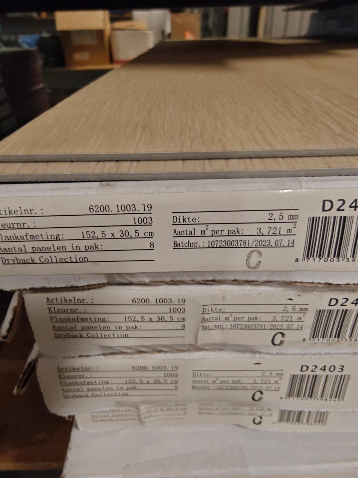 Restant dry back PVC plak pvc xl formaat 15 pak 55 m2, Ophalen, Nieuw, 75 m² of meer, Vinyl