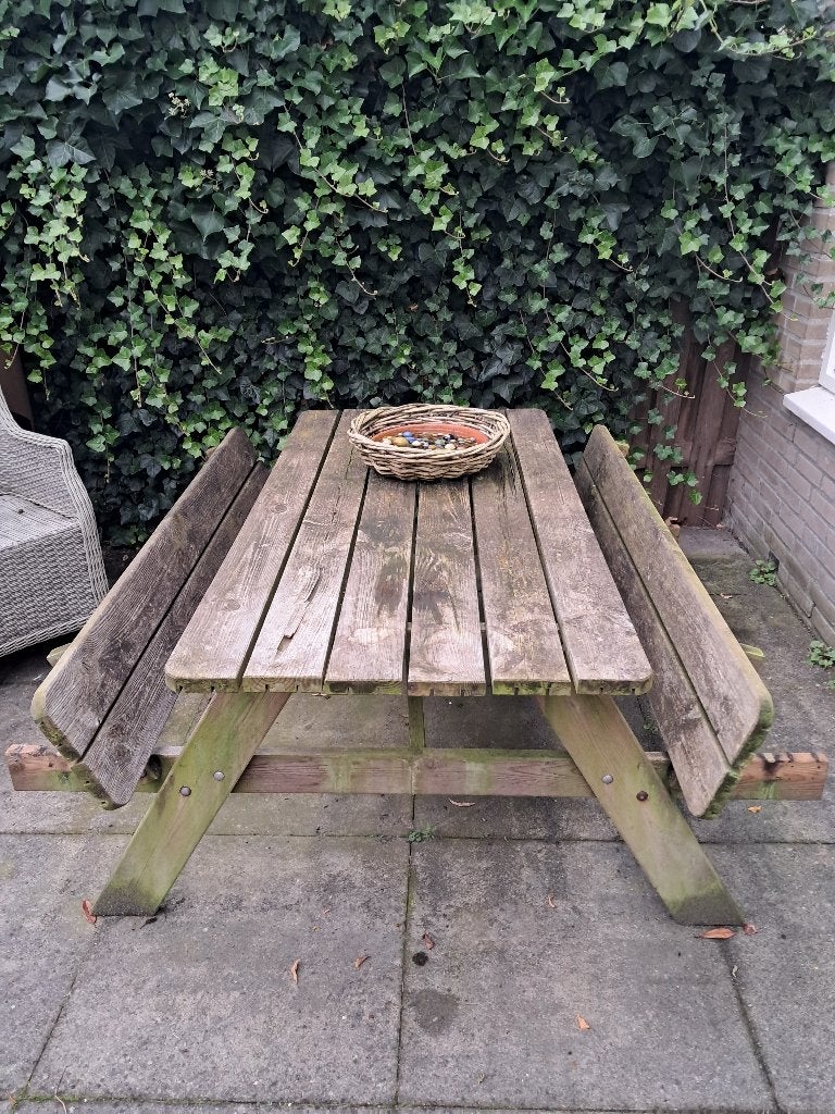 Picknicktafel, Tuin en Terras, Ophalen, Gebruikt, Vierkant, Hout