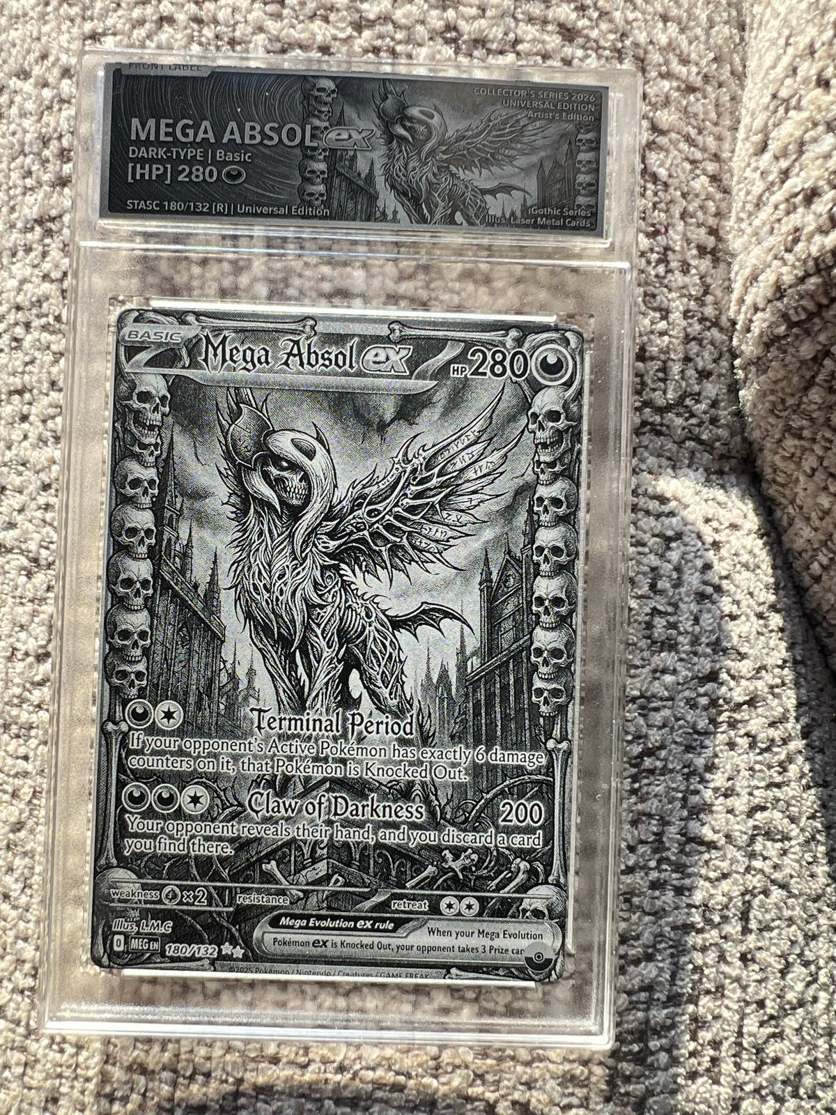 Mega Absol Custom Metal Pokémon Kaart - Uniek Cadeau, Ophalen of Verzenden, Nieuw, Losse kaart
