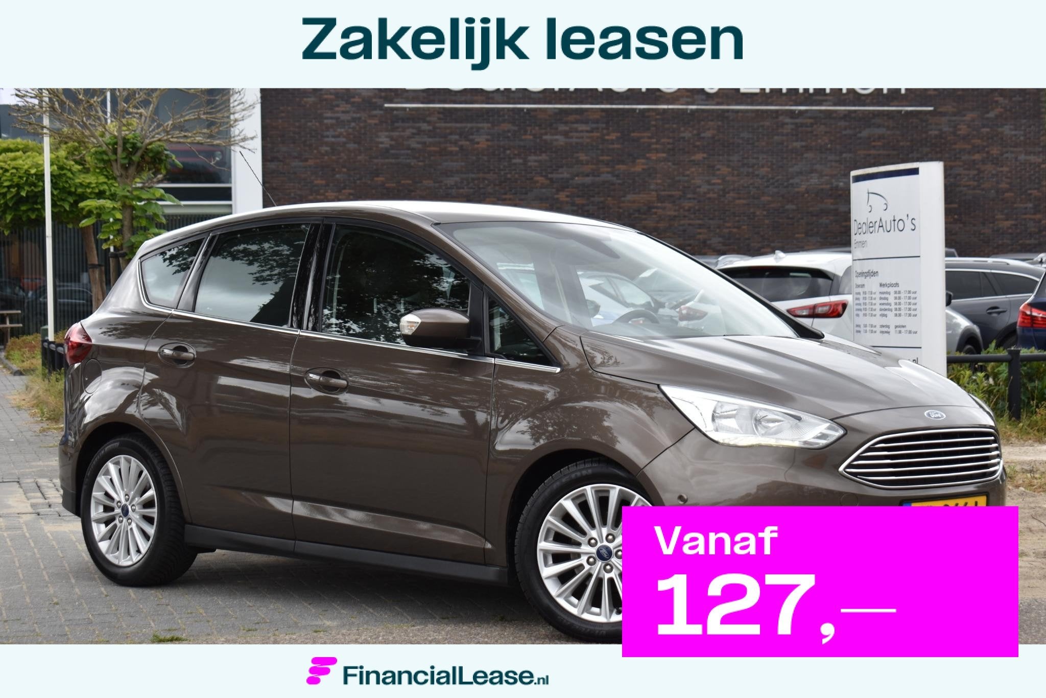 Ford C-Max 125PK Titanium ECC LMV NAVI TREKHAAK, Voorwielaandrijving, Gebruikt, Euro 6, Bruin