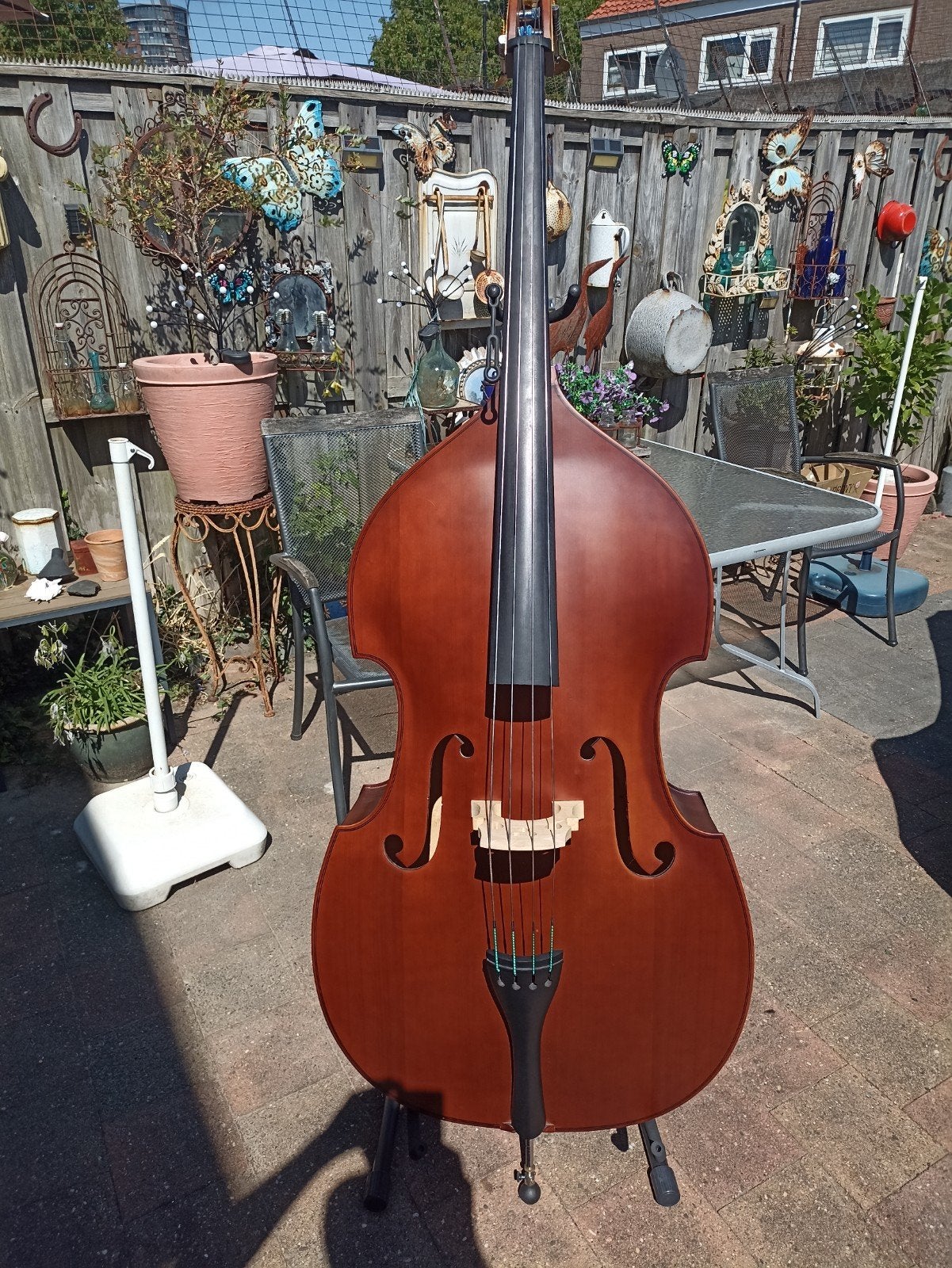 3/4 Contrabas, Muziek en Instrumenten, Strijkinstrumenten | Contrabassen, Ophalen, Zo goed als nieuw, 3/4-contrabas, Met koffer