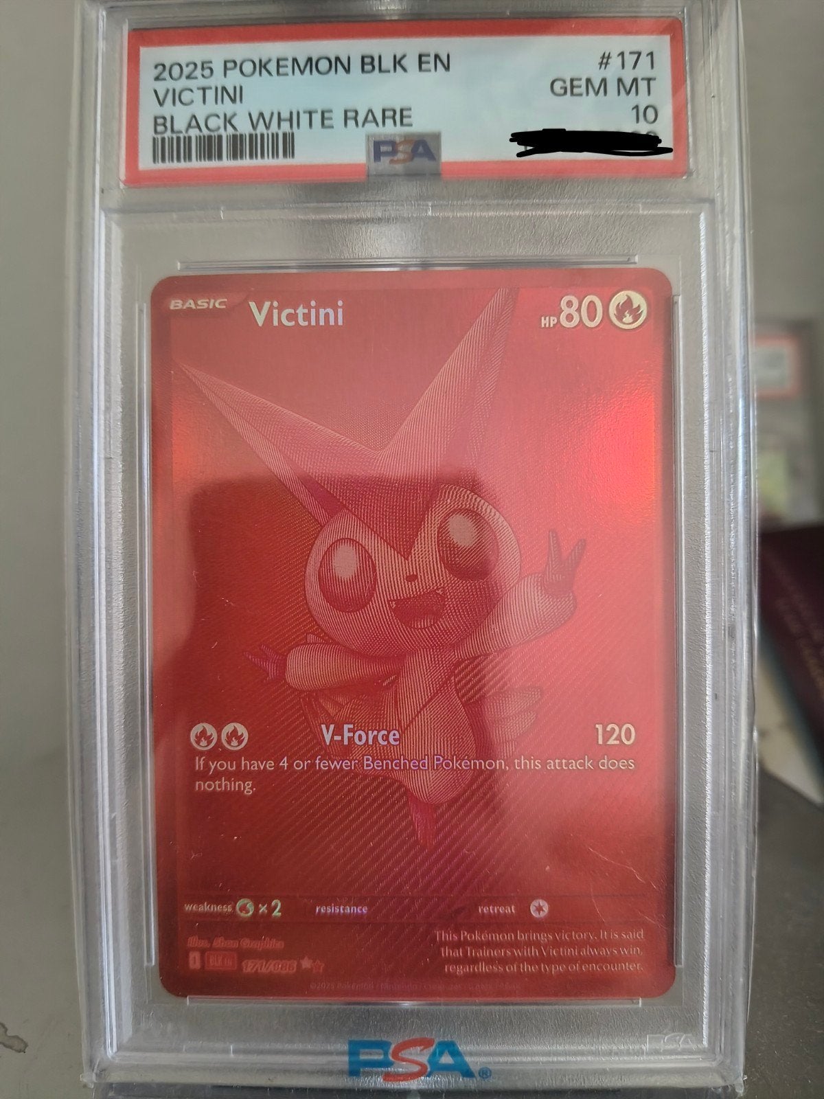 PSA 10 Victini Black White Rare Pokémon kaart, Ophalen, Nieuw, Losse kaart